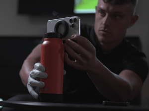 Atlas Hydrate 24oz Phone Mount Flask - Orangeade | Reusable Insulated Bottle | Atlas Hydrate - Smart Magnetic Reusable Stainless - Steel Water Bottle with Phone Mount | Sustainable Lifestyle Hydration Flask UK