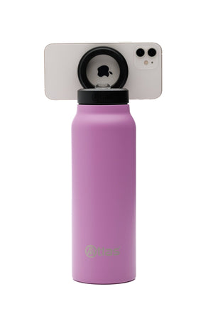 Atlas Hydrate 24oz Phone Mount Flask - Pink Moon | Reusable Insulated Bottle | Atlas Hydrate - Smart Magnetic Reusable Stainless - Steel Water Bottle with Phone Mount | Sustainable Lifestyle Hydration Flask UK