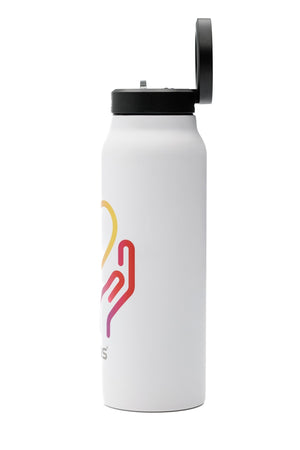 Atlas Hydrate 24oz Phone Mount Flask - White | National Autistic Society x Tom Malone Jr. Edition | Atlas Hydrate - Smart Magnetic Reusable Stainless - Steel Water Bottle with Phone Mount | Sustainable Lifestyle Hydration Flask UK