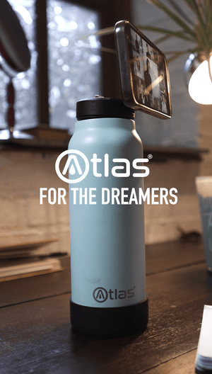Atlas Hydrate 24oz Phone Mount Flask - Blue Sky | Reusable Insulated Bottle | Atlas Hydrate - Smart Magnetic Reusable Stainless - Steel Water Bottle with Phone Mount | Sustainable Lifestyle Hydration Flask UK