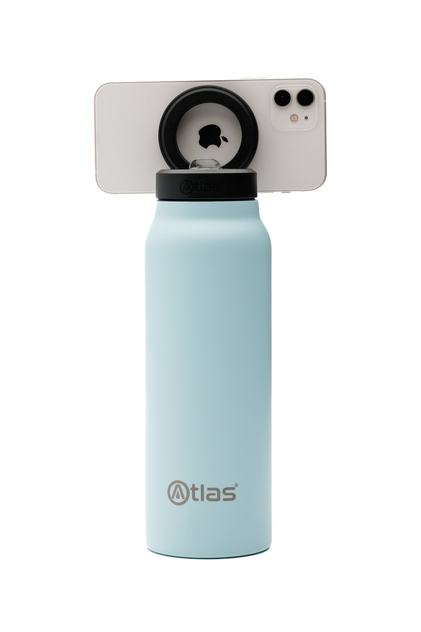 Atlas Hydrate 24oz Phone Mount Flask - Blue Sky | Reusable Insulated Bottle | Atlas Hydrate - Smart Magnetic Reusable Stainless - Steel Water Bottle with Phone Mount | Sustainable Lifestyle Hydration Flask UK
