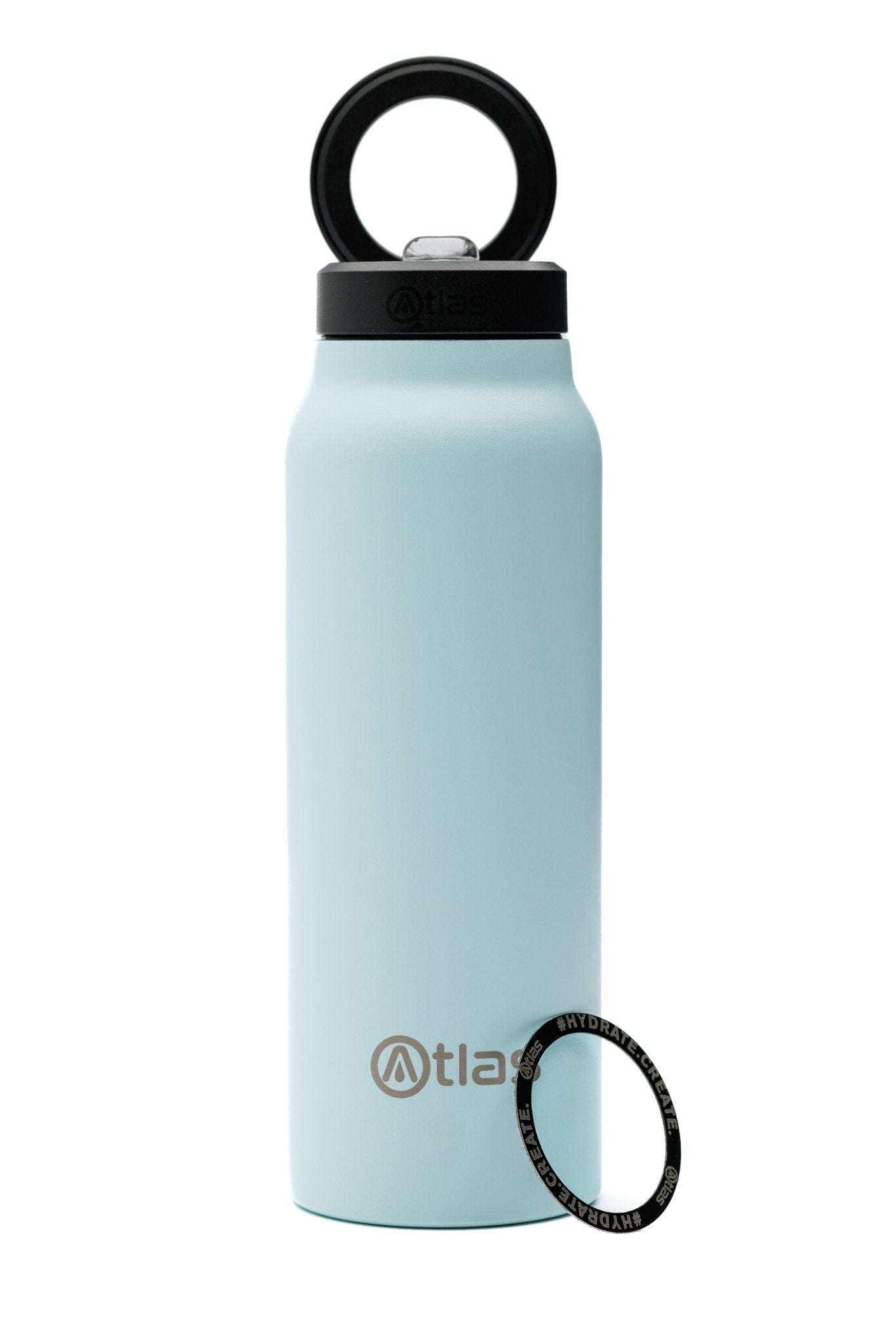 Atlas Hydrate 24oz Phone Mount Flask - Blue Sky | Reusable Insulated Bottle | Atlas Hydrate - Smart Magnetic Reusable Stainless - Steel Water Bottle with Phone Mount | Sustainable Lifestyle Hydration Flask UK