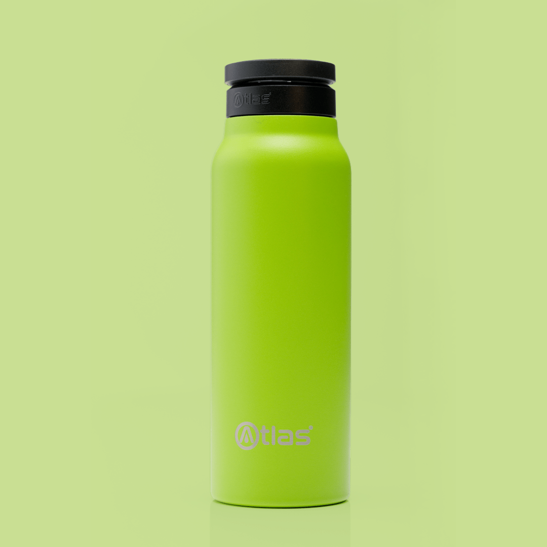 Atlas Hydrate 24oz Phone Mount Flask - Green Lime | Reusable Insulated Bottle | Atlas Hydrate - Smart Magnetic Reusable Stainless - Steel Water Bottle with Phone Mount | Sustainable Lifestyle Hydration Flask UK