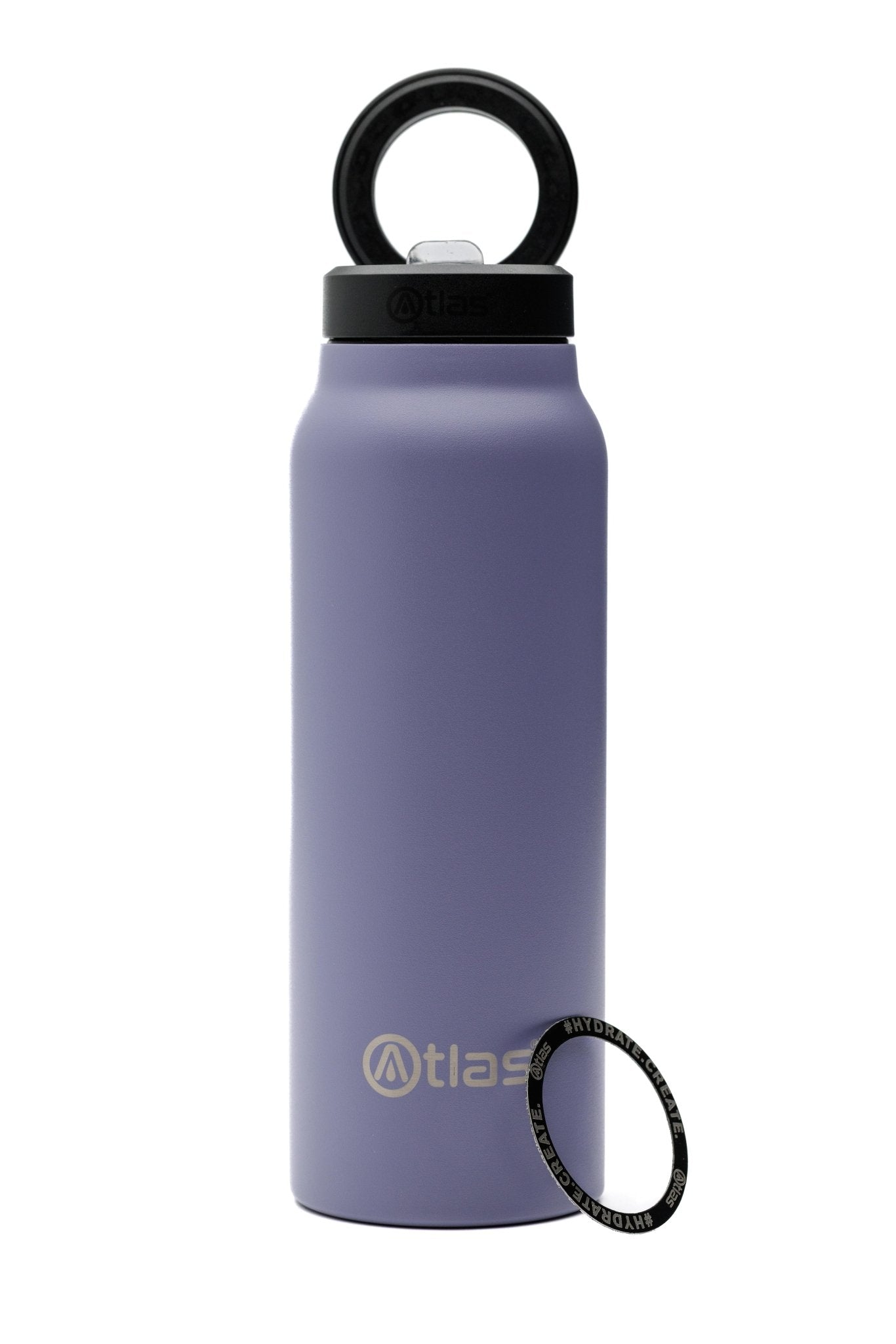 Atlas Hydrate 24oz Phone Mount Flask - Lilac | Reusable Insulated Bottle | Atlas Hydrate - Smart Magnetic Reusable Stainless - Steel Water Bottle with Phone Mount | Sustainable Lifestyle Hydration Flask UK