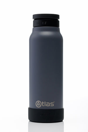 Atlas Hydrate 24oz Phone Mount Flask - Midnight Grey | Reusable Insulated Bottle | Atlas Hydrate - Smart Magnetic Reusable Stainless - Steel Water Bottle with Phone Mount | Sustainable Lifestyle Hydration Flask UK