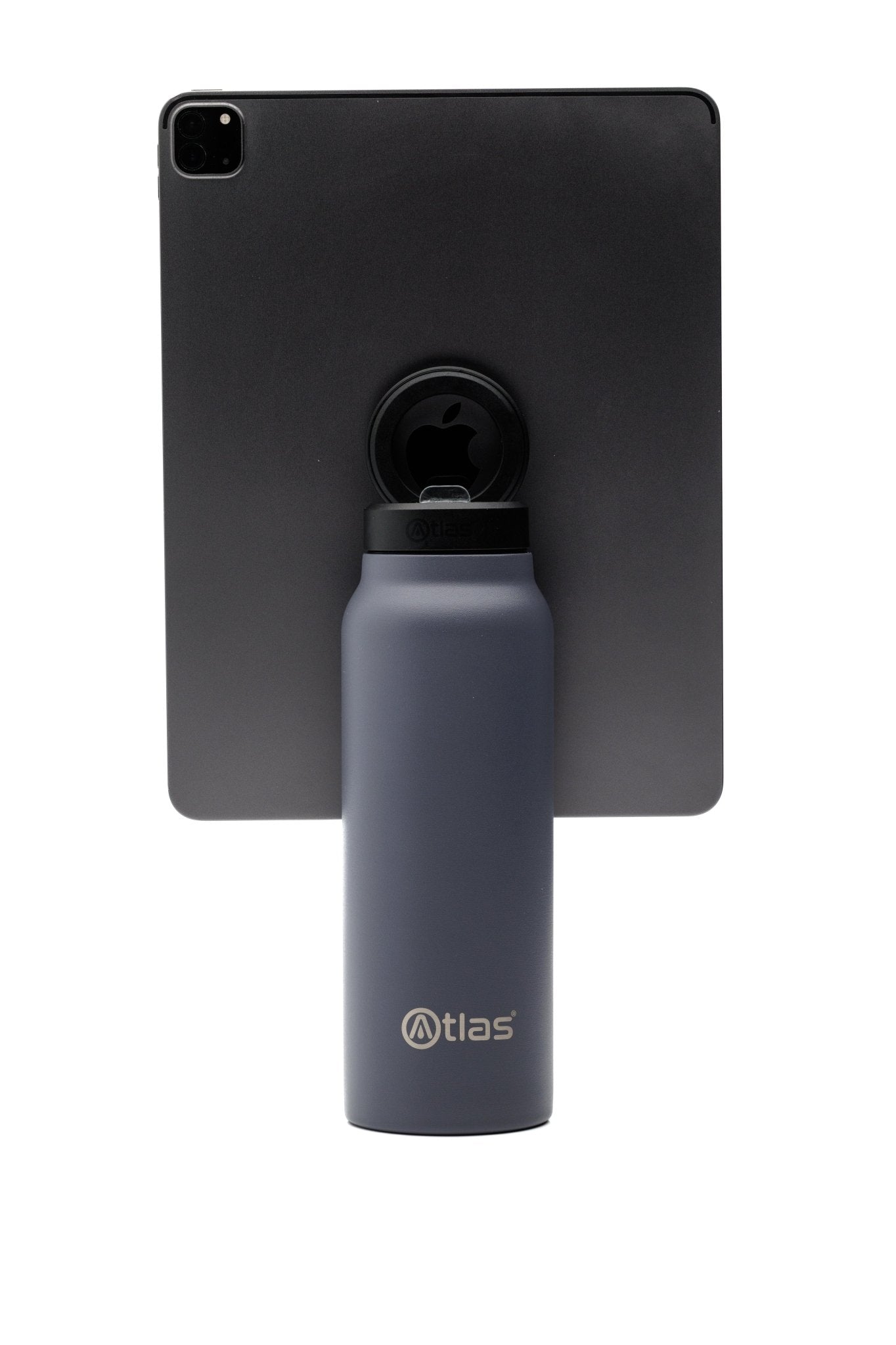 Atlas Hydrate 24oz Phone Mount Flask - Midnight Grey | Reusable Insulated Bottle | Atlas Hydrate - Smart Magnetic Reusable Stainless - Steel Water Bottle with Phone Mount | Sustainable Lifestyle Hydration Flask UK