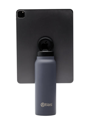 Atlas Hydrate 24oz Phone Mount Flask - Midnight Grey | Reusable Insulated Bottle | Atlas Hydrate - Smart Magnetic Reusable Stainless - Steel Water Bottle with Phone Mount | Sustainable Lifestyle Hydration Flask UK