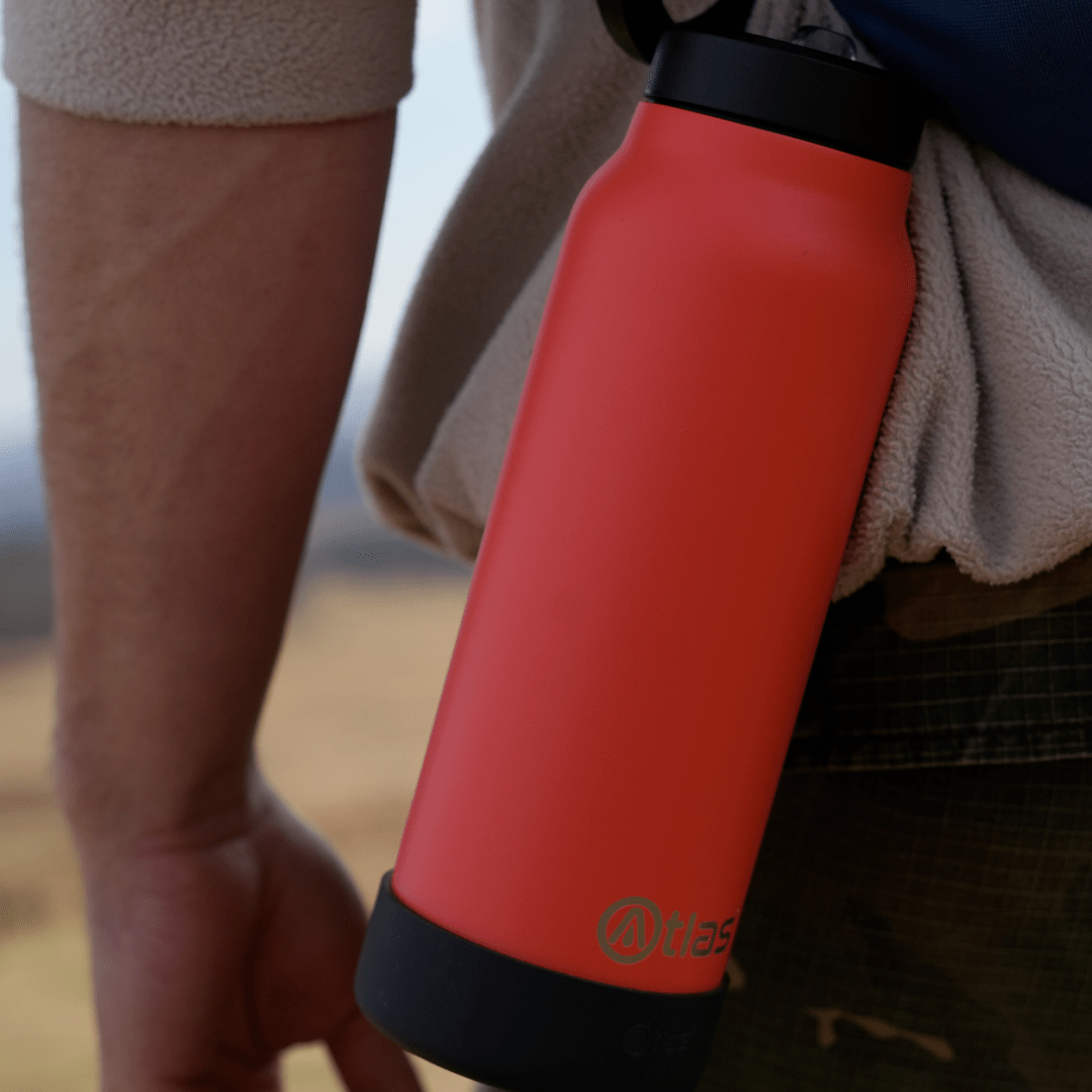 Atlas Hydrate 24oz Phone Mount Flask - Orangeade | Reusable Insulated Bottle | Atlas Hydrate - Smart Magnetic Reusable Stainless - Steel Water Bottle with Phone Mount | Sustainable Lifestyle Hydration Flask UK