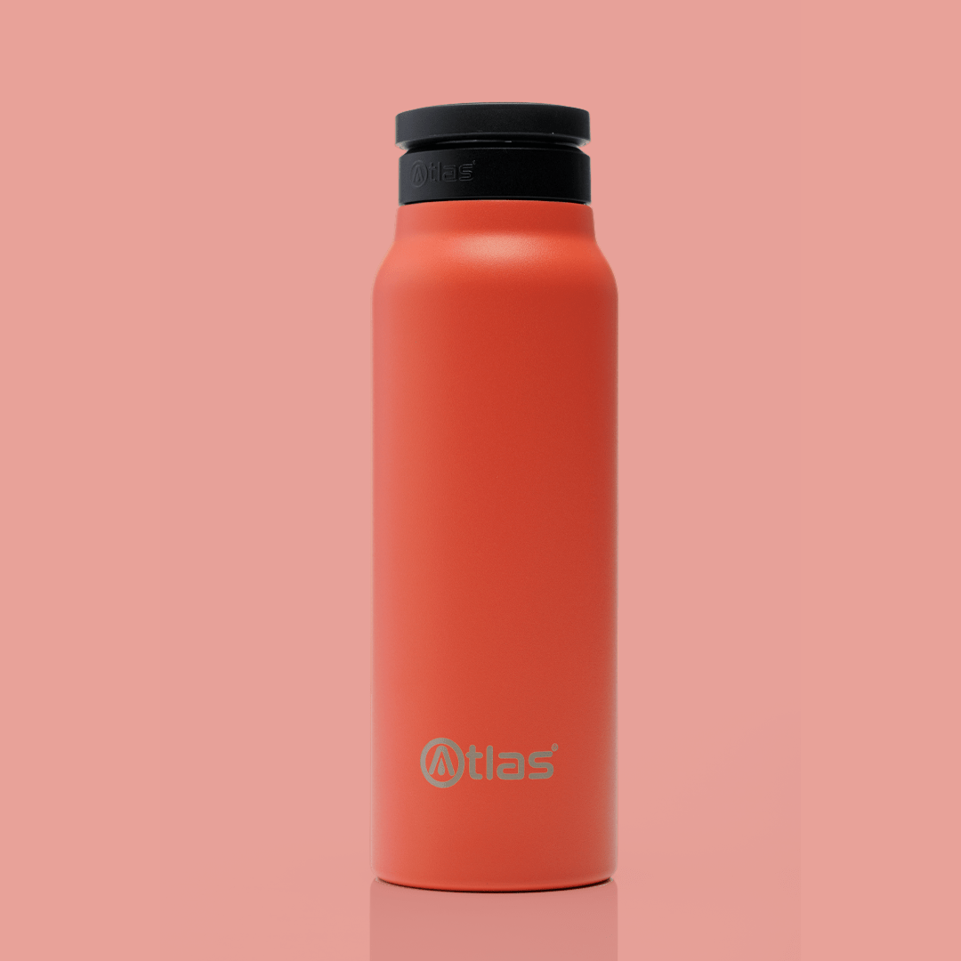 Atlas Hydrate 24oz Phone Mount Flask - Orangeade | Reusable Insulated Bottle | Atlas Hydrate - Smart Magnetic Reusable Stainless - Steel Water Bottle with Phone Mount | Sustainable Lifestyle Hydration Flask UK