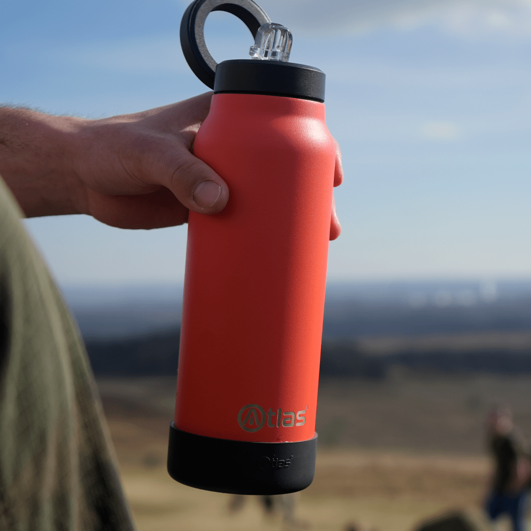 Atlas Hydrate 24oz Phone Mount Flask - Orangeade | Reusable Insulated Bottle | Atlas Hydrate - Smart Magnetic Reusable Stainless - Steel Water Bottle with Phone Mount | Sustainable Lifestyle Hydration Flask UK