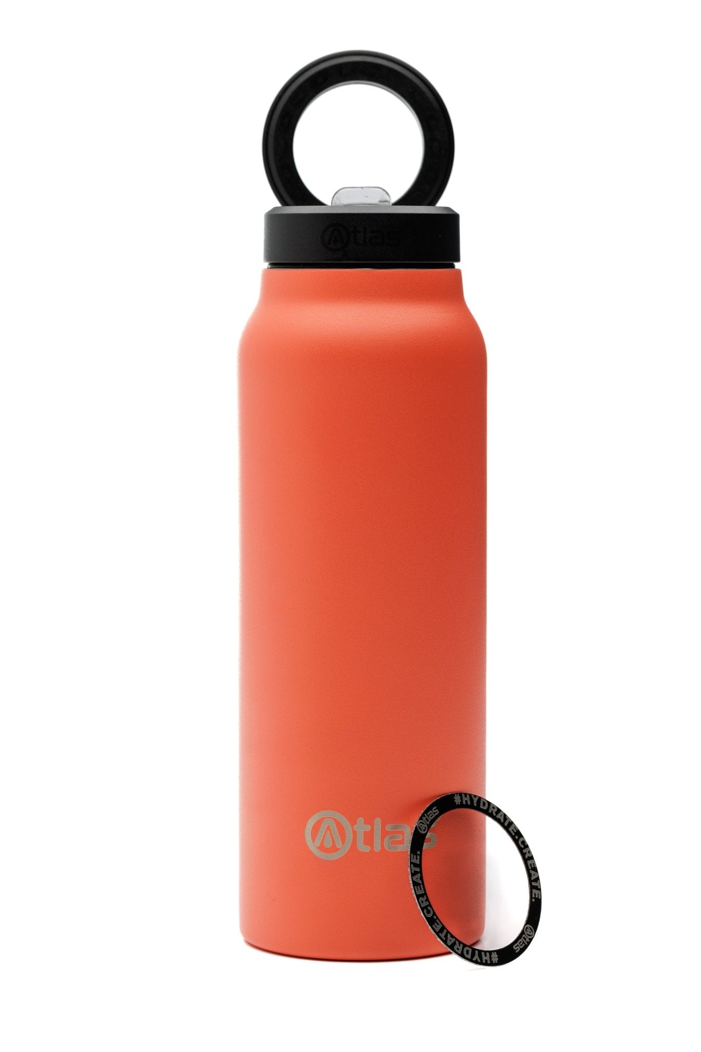 Atlas Hydrate 24oz Phone Mount Flask - Orangeade | Reusable Insulated Bottle | Atlas Hydrate - Smart Magnetic Reusable Stainless - Steel Water Bottle with Phone Mount | Sustainable Lifestyle Hydration Flask UK