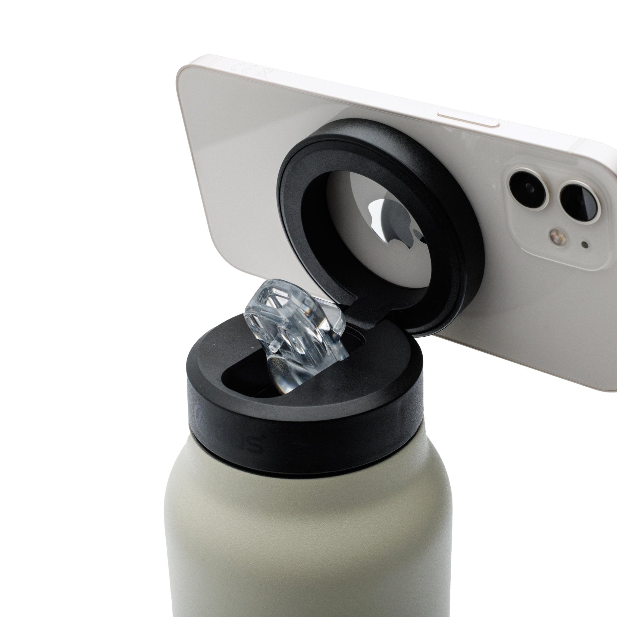 Atlas Hydrate 24oz Phone Mount Flask - White | National Autistic Society x Tom Malone Jr. Edition | Atlas Hydrate - Smart Magnetic Reusable Stainless - Steel Water Bottle with Phone Mount | Sustainable Lifestyle Hydration Flask UK